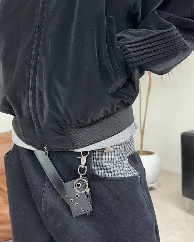 Hide Glossy Pleats Leather Jumper