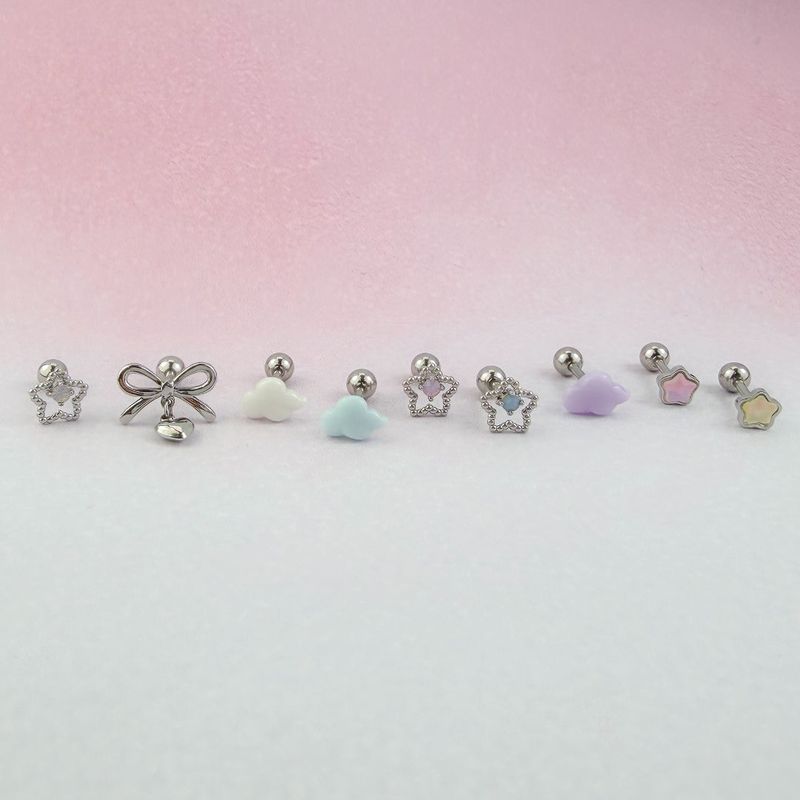 [SET] Pastel Star Cloud Ribbon Piercing
