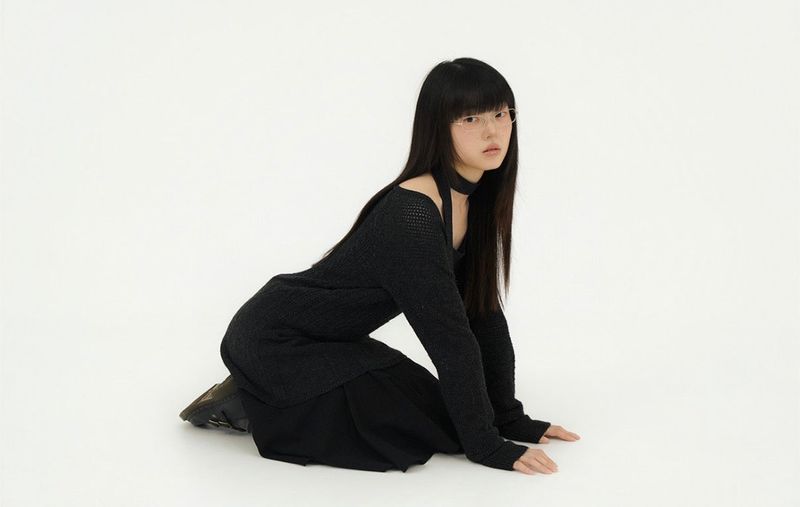 WAVY CHECK MIDI SK BLACK