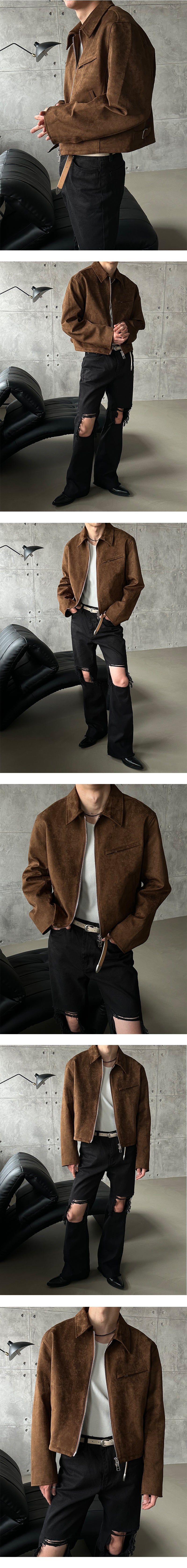 [F/W] Suede crop jacket (2color)
