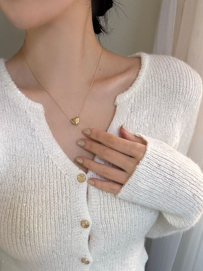 [2 size] simple ball heart necklace