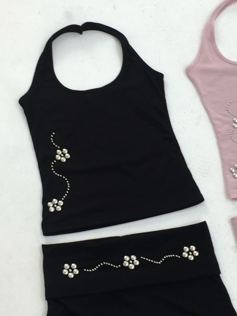 Flower Stud Halter Top