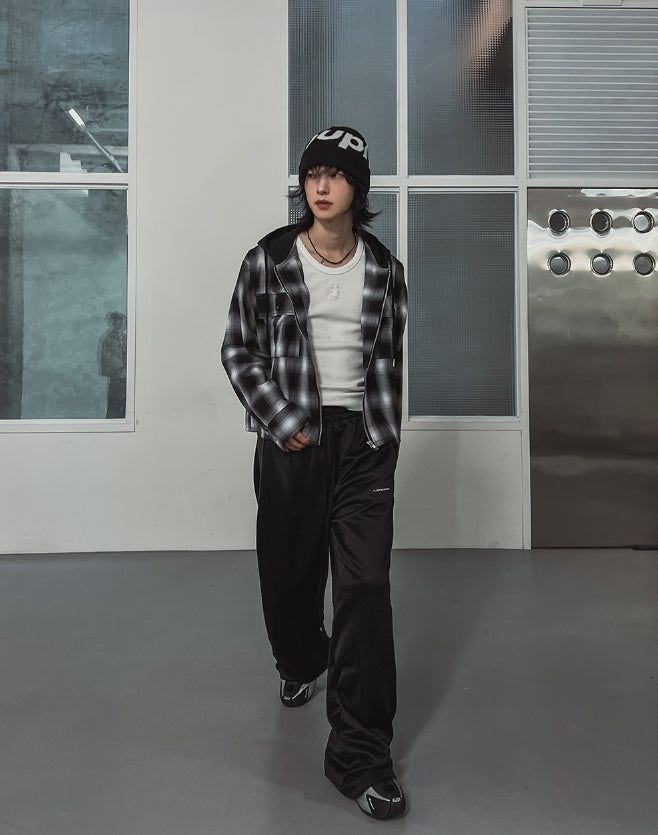 Philly loose fit checked hoodie jacket