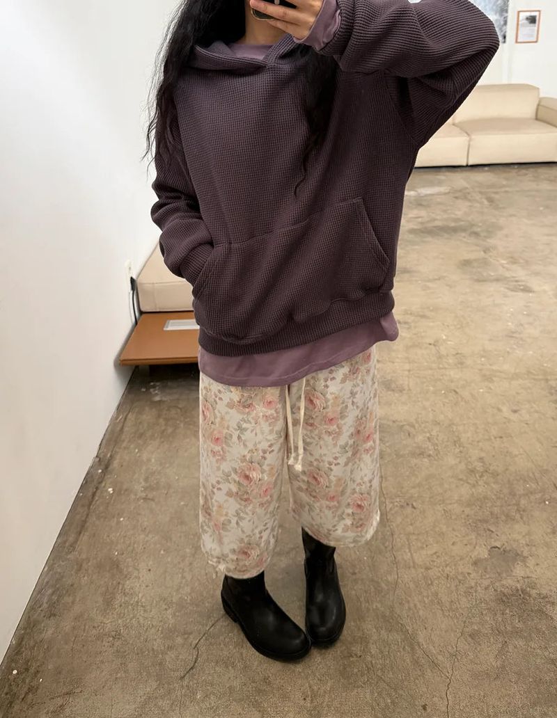 floral sweat crop pants