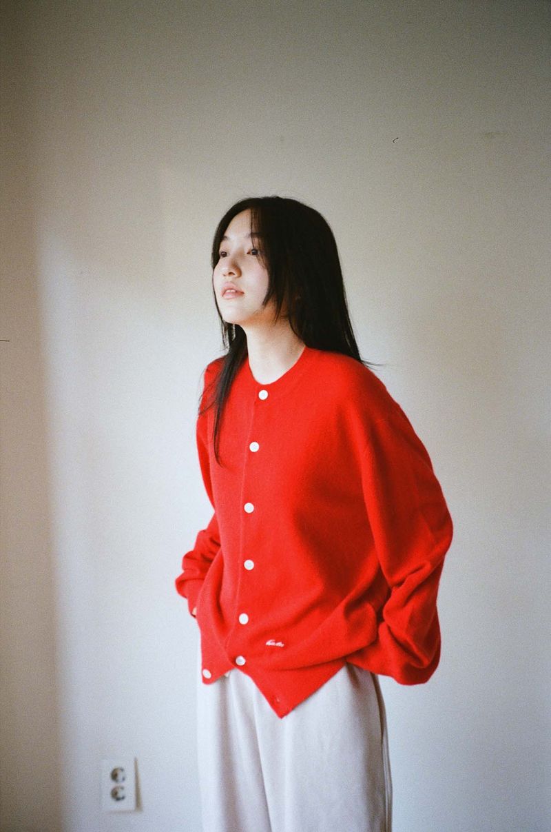 Cash Blend Knit Cardigan (Red)