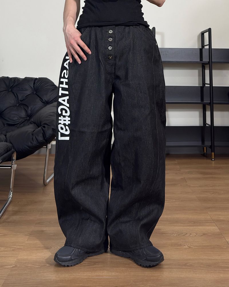 Vector graphic wide denim pants