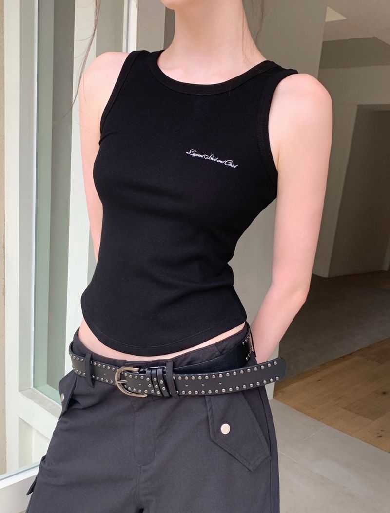 [ORIGINAL] Rocker Lettering Ribbed Sleeveless