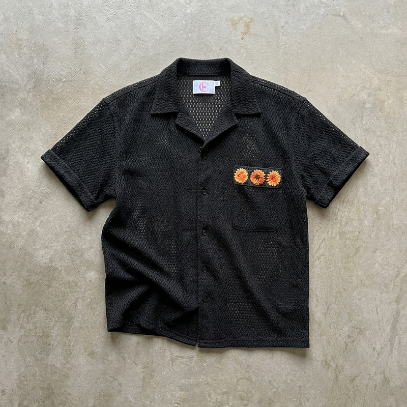 Textured Patch Pocket Short Sleeve Shirt