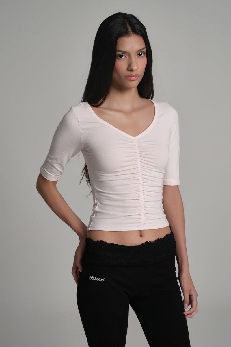 Soft Blush Shirring Top, Pink