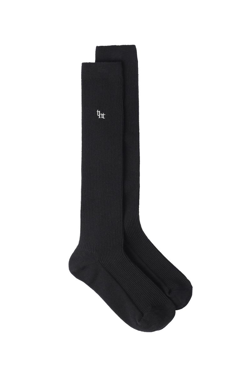 tht rib knee socks - black   