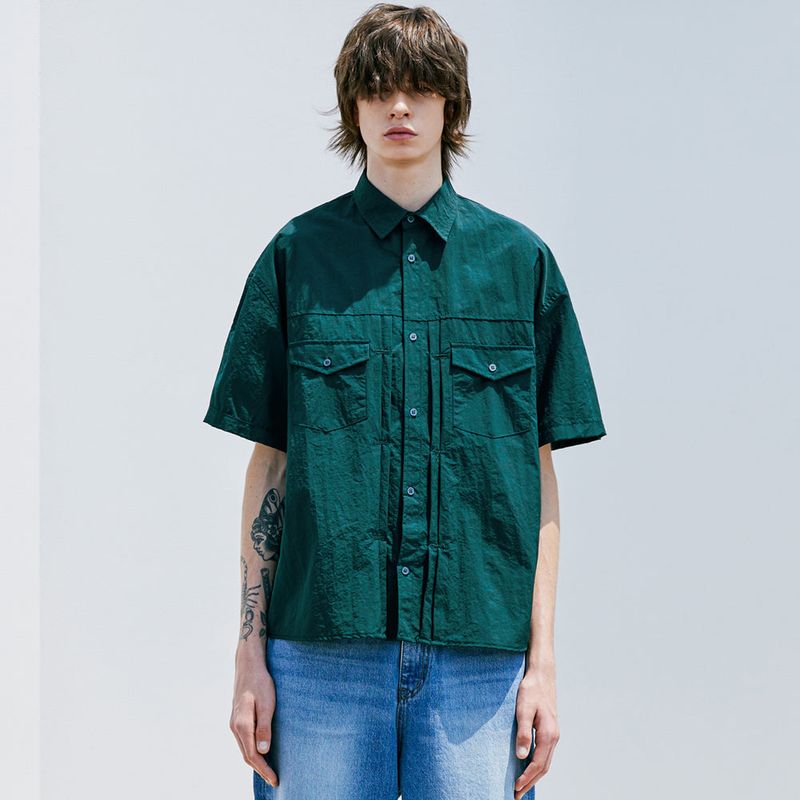 2ND TYPE TRUCKER NYLON SHIRT DARK GREEN