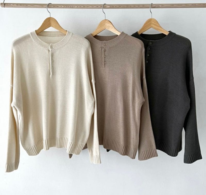MOCA ROUND BUTTON KNIT(6COLOR)
