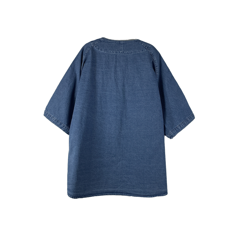 Baseball denim short-sleeved shirt