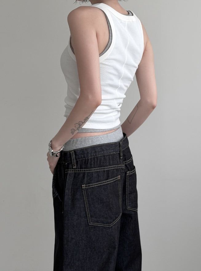 Rimb Minimal Ribbed Sleeveless Top
