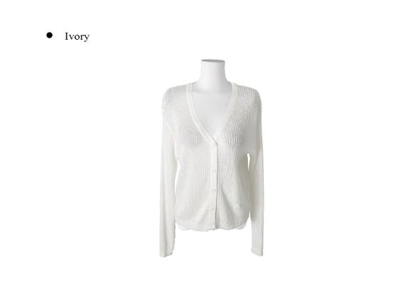 Hyujin Button See-Through Knit Cardigan