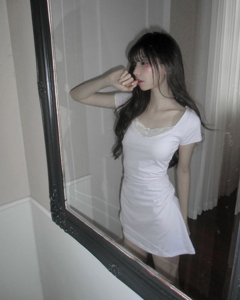 [MADE] Viola Lace Shirred Mini Dress