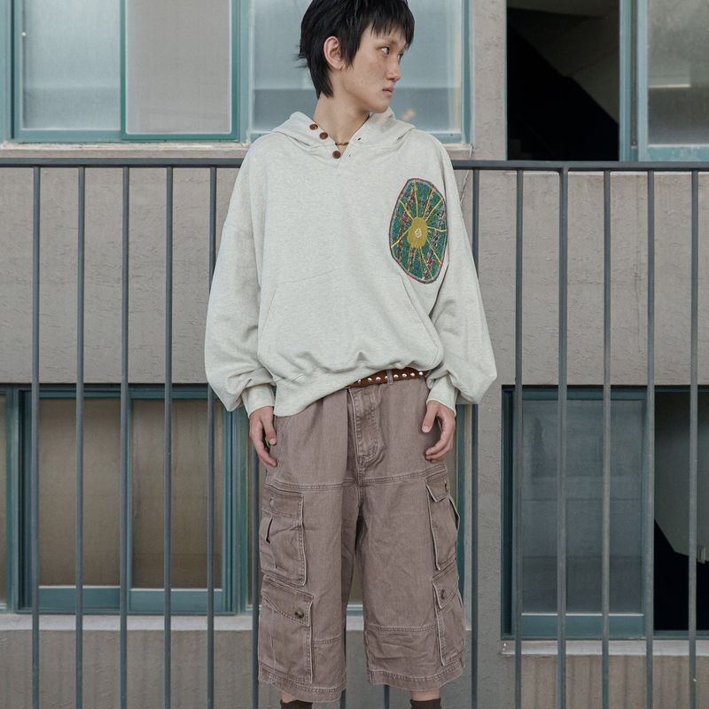 Boiling patched hoodie / Oatmeal