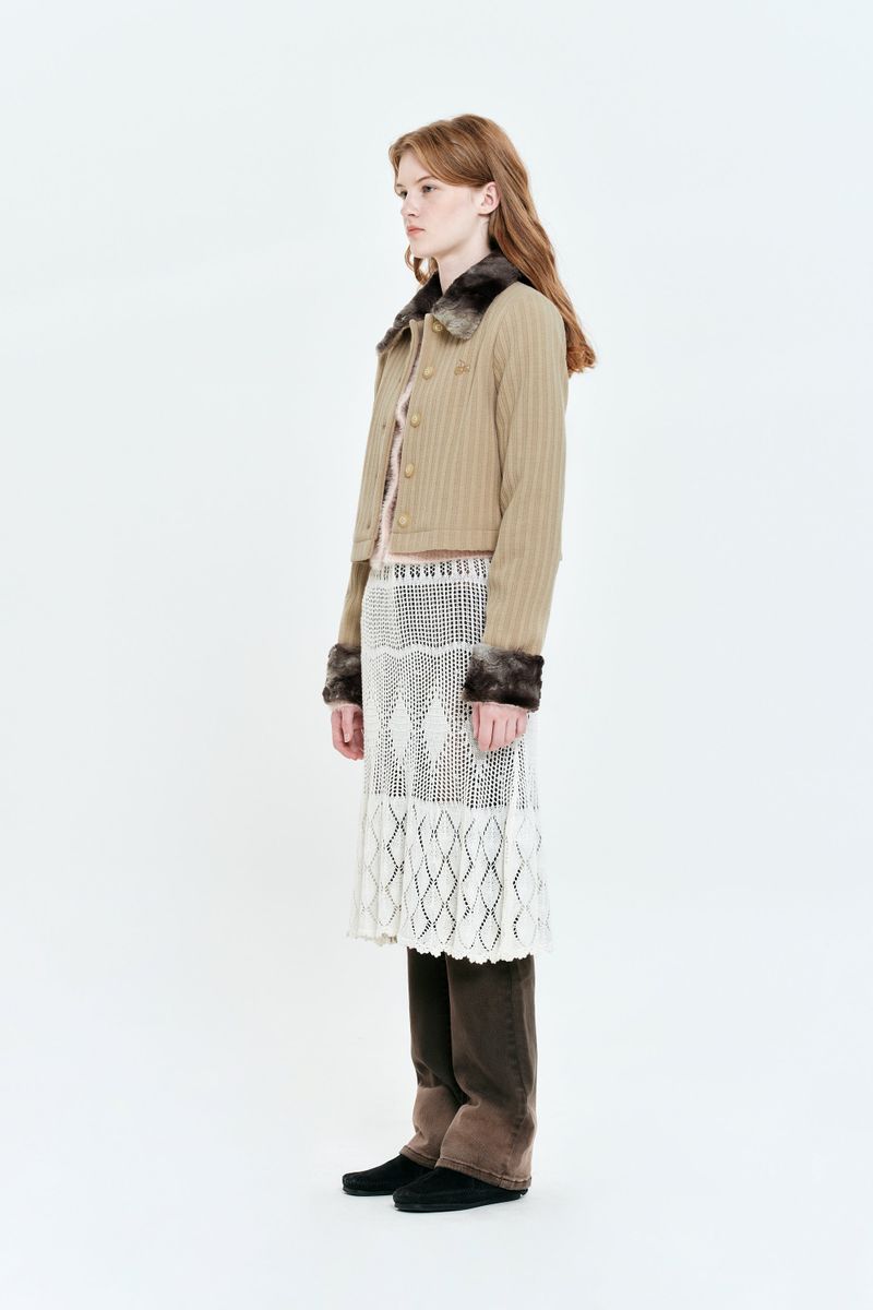 CHERRY TIE DYE FUR POINT JACKET [BEIGE]