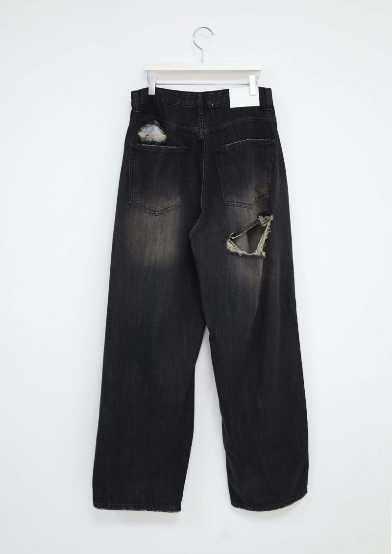 (UNISEX)Torn Twilight black Denim