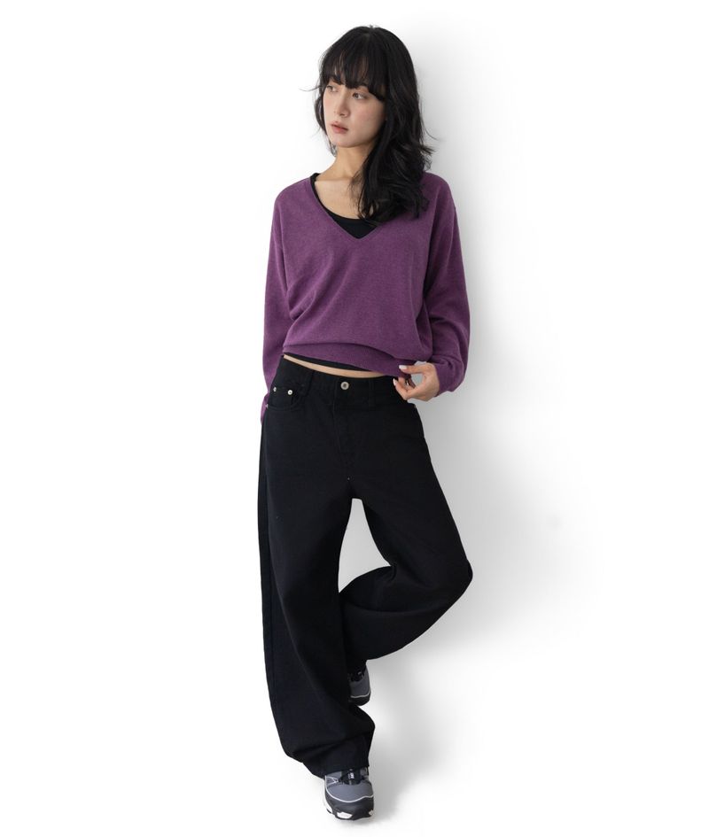 Bamboo Deep V-Neck Knit Top