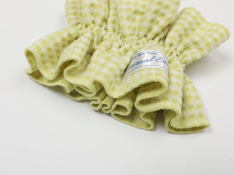 VINTAGE CHECK FRILL HAIR SCRUNCH (LIGHT GREEN)
