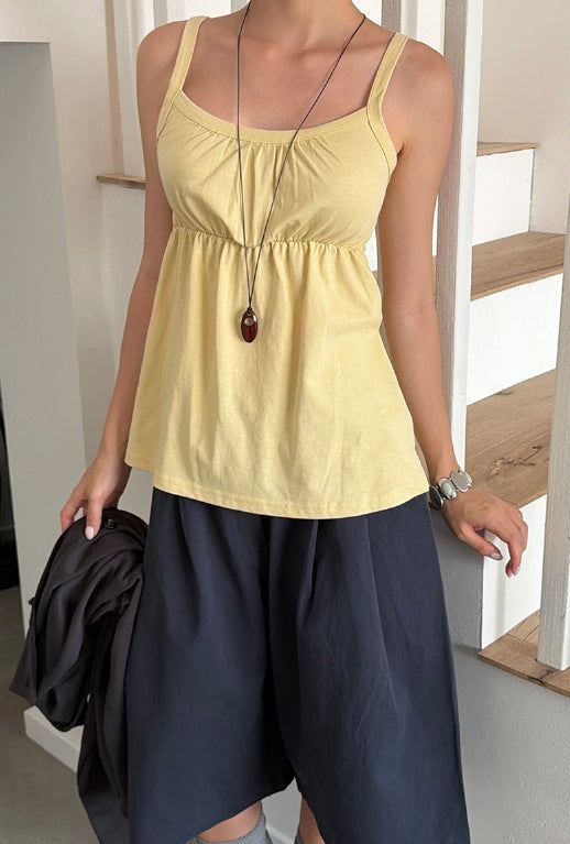 SHIRRING FLARE SLEEVELESS