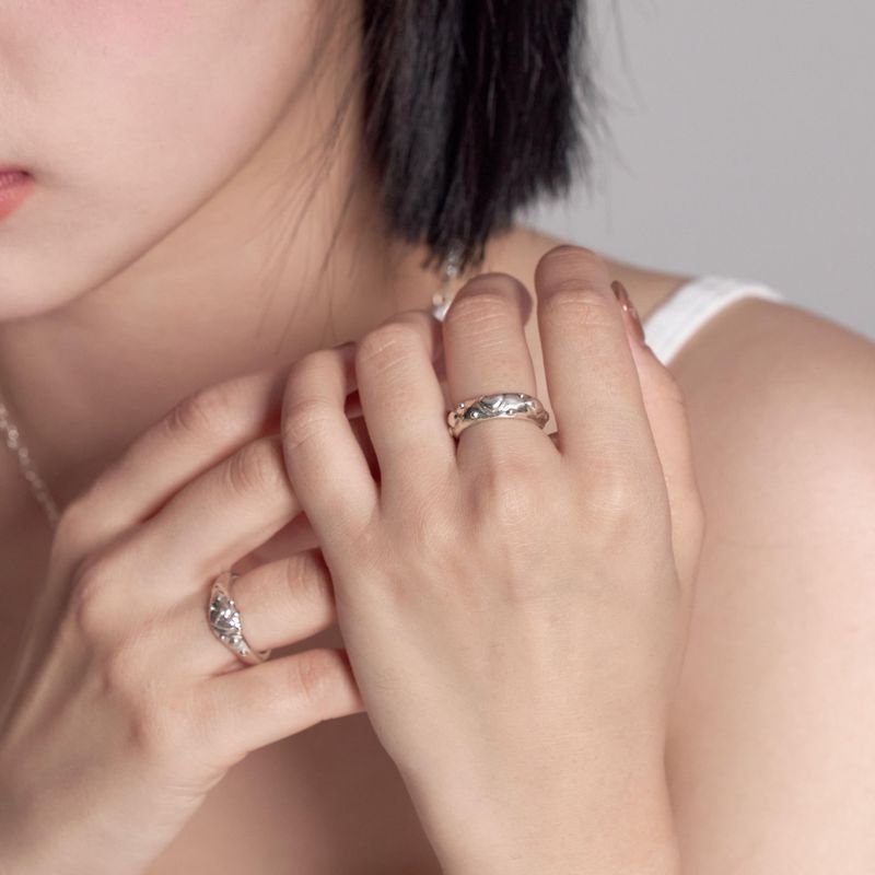 Silver 925 Heart drawing bold ring1 