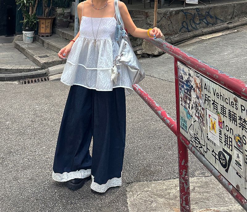 double ribbon jacquard bustier long blouse