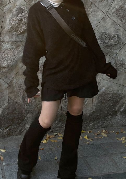 Diagonal Button Loose Fit Bookle Knitwear