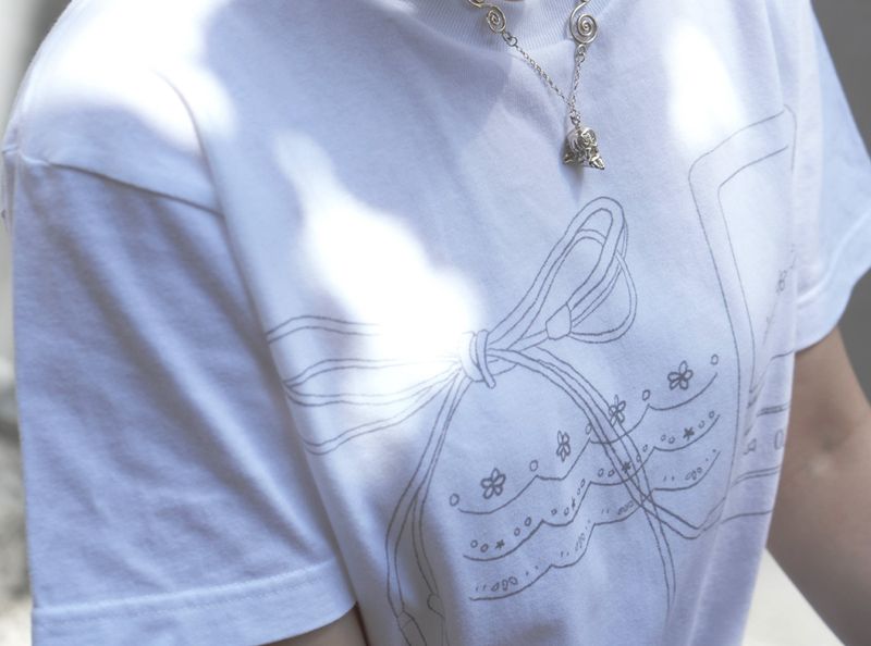 Bow sound Lace T-shirts (white)