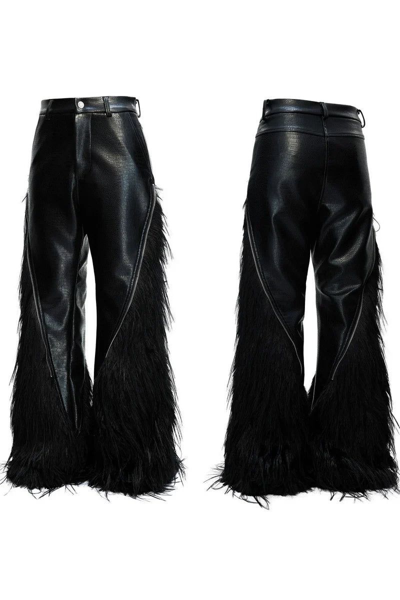 Faux Fur Croc Zip Pants