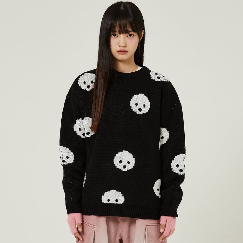 Maltese pixel allover graphic knit