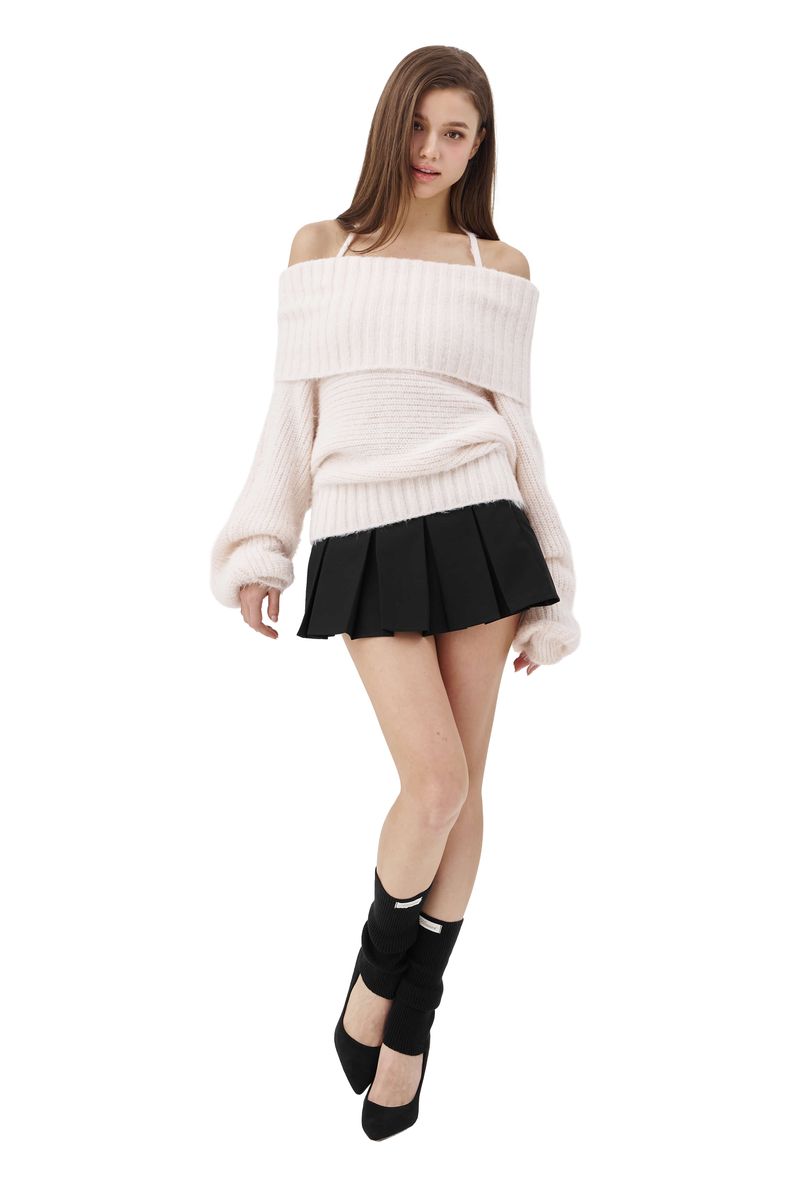 Palette off-shoulder ribbon knit, pink
