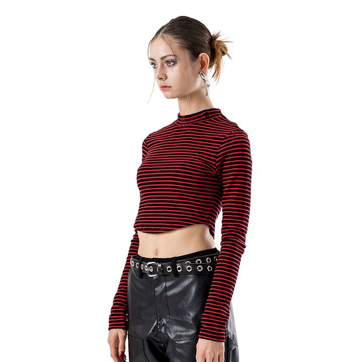runningHIGH（ランニングハイ）の「STRIPE MOCK NECK SLIM TOP（Tops）」