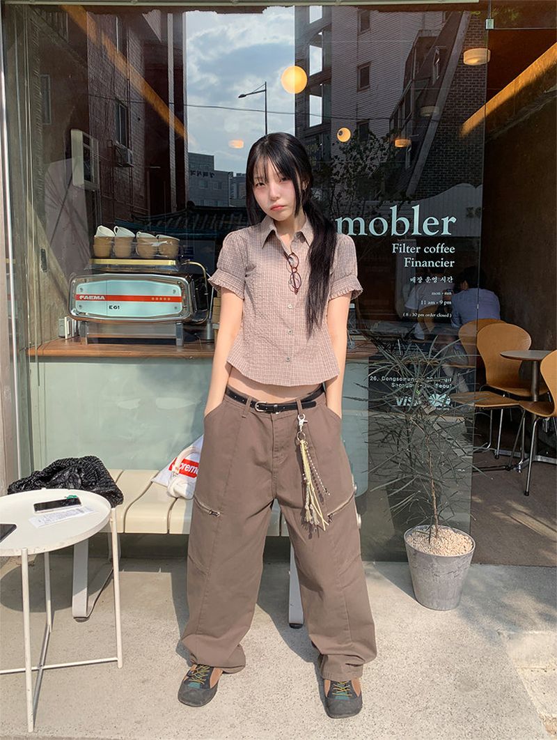 ZIPPER WIDE TROUSER PANTS (3C)