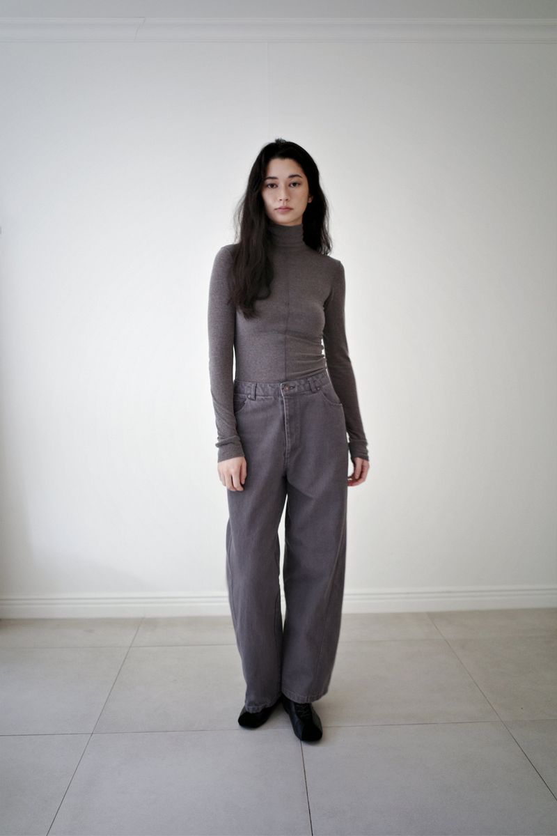 Washed straight leg pants, Ash purple