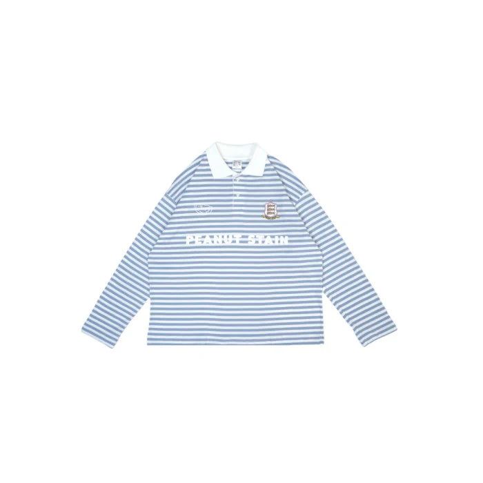 Peanut Stain（ピーナッツ ステイン）の「PEANUT STAIN - Old Money Blue Line Boxy Oversized Long Slevee Tshirt（Tops）」
