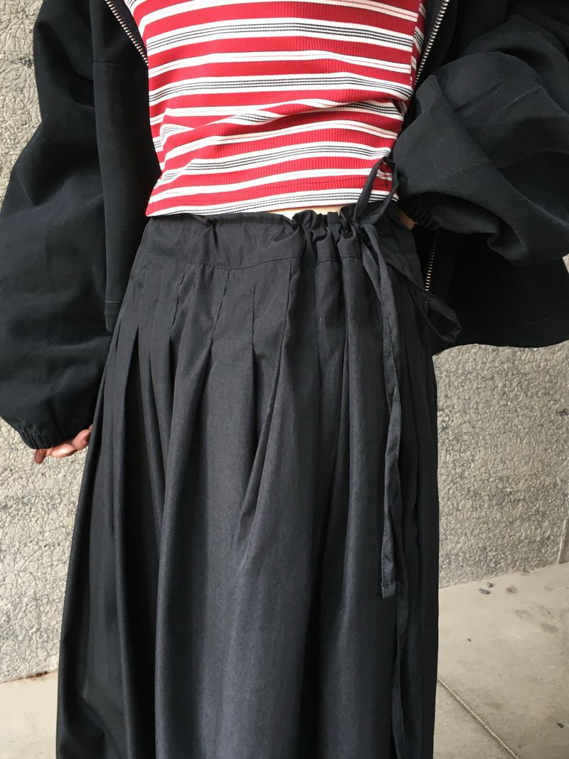Posyu Pintuck Pleated Long Skirt (2c)