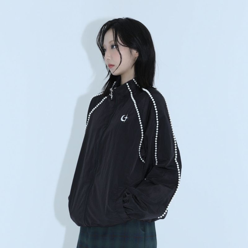 1 0 pearl windbreaker - BLACK