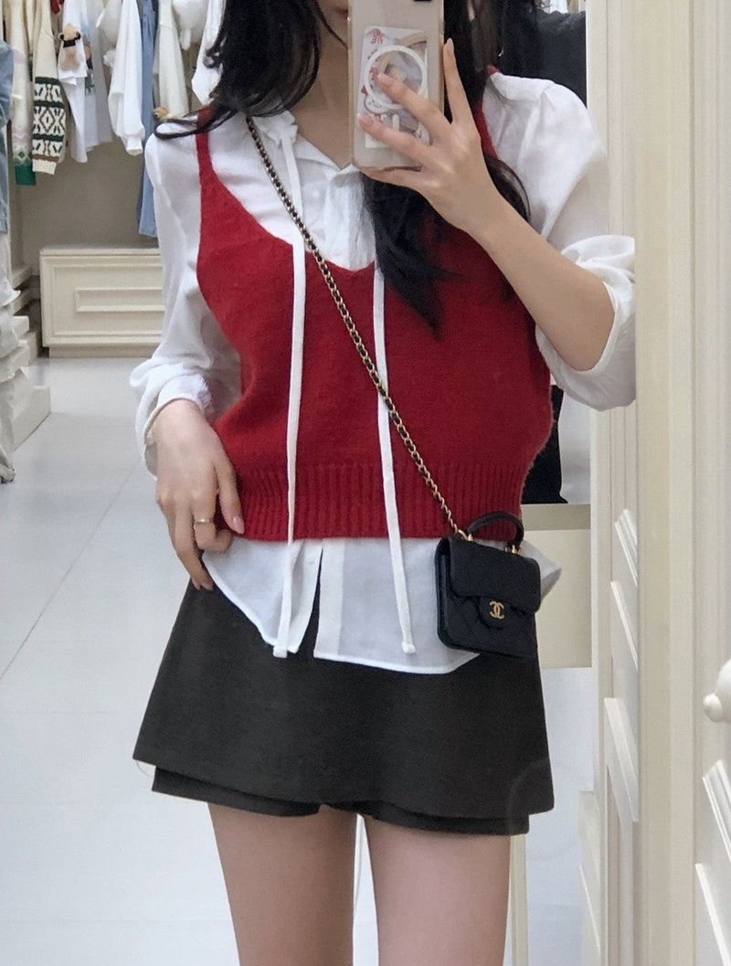 Layered Peach Mini Skirt Pants (2color)