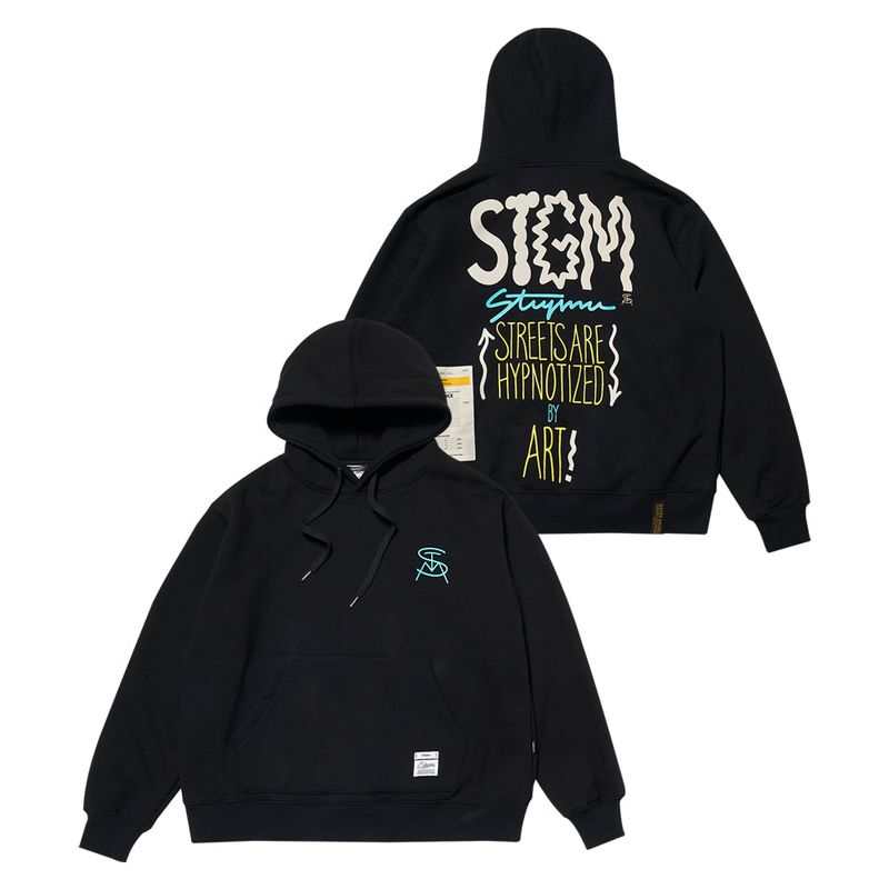 MEMORY OVERSIZED HOODIE BLACK /  BLUE GRAY