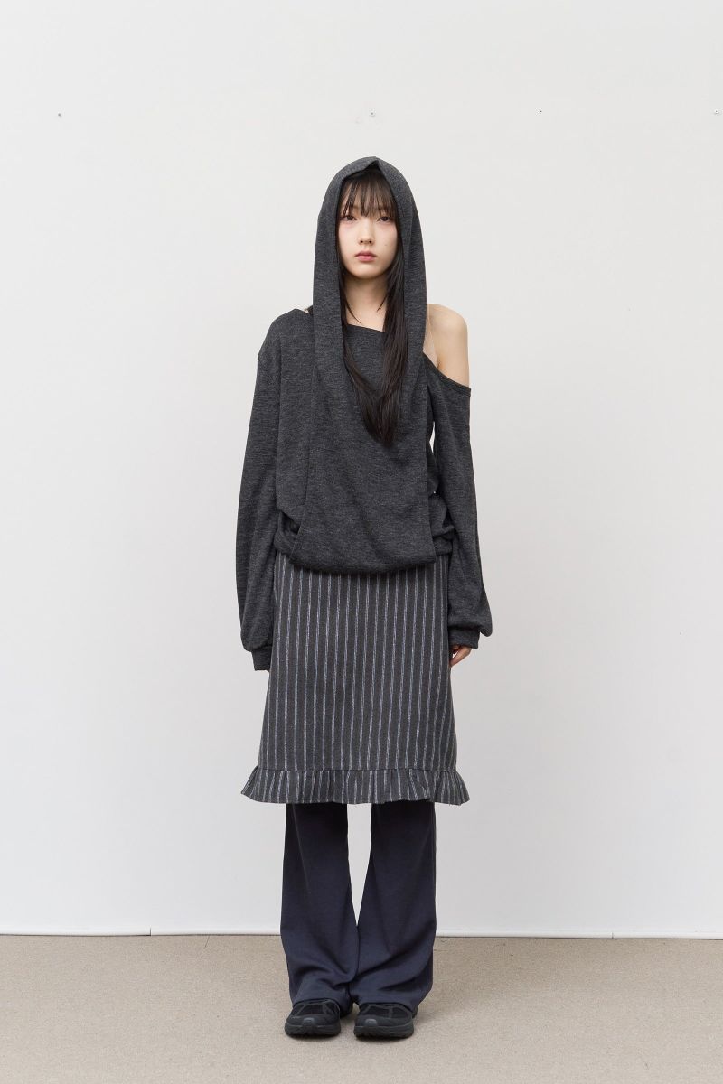 (W) Brid Striped Midi Skirt