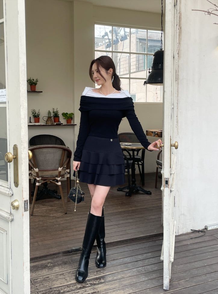 Beckin Span Mini Tiered Skirt Pants