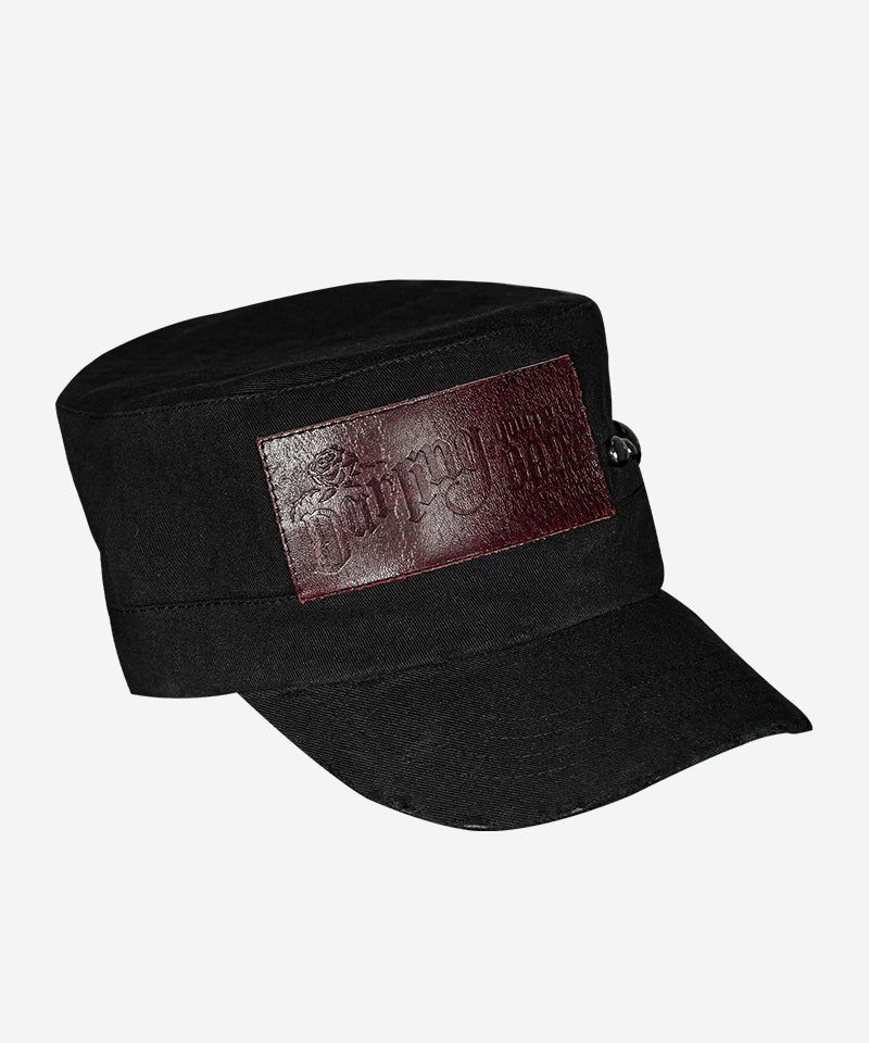 LABEL STUD MILITARY CAP #WINE
