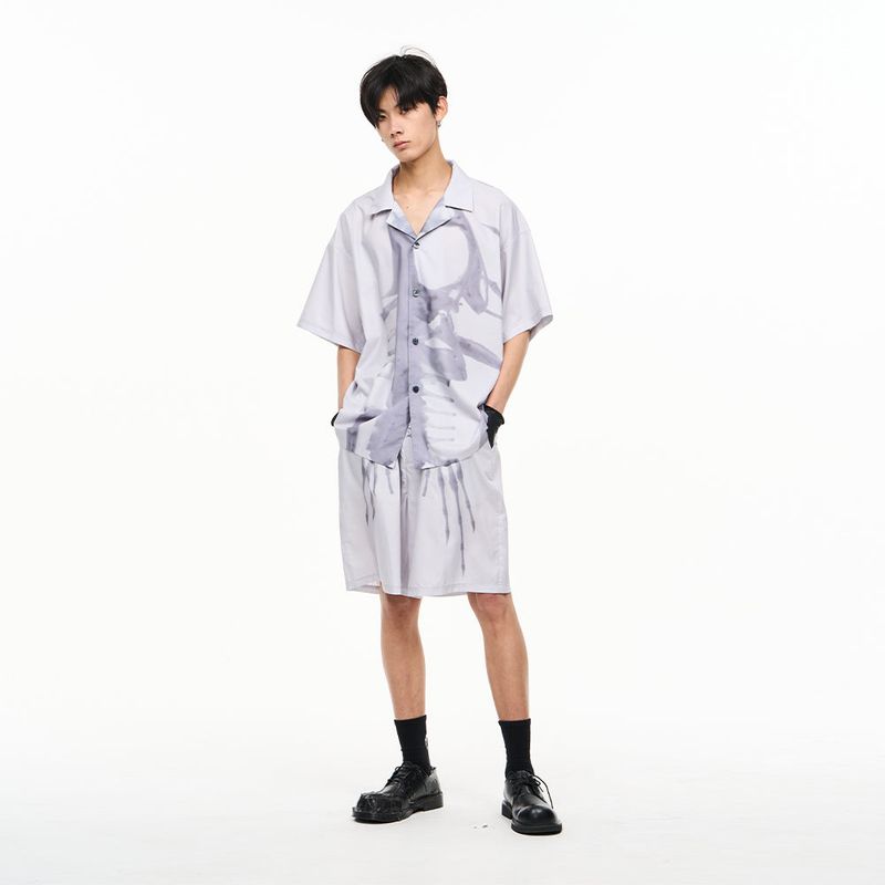 RELABEL（リレーベル）の「RELABEL Misplaced Animal, Digital Print On Bones, Shorts, Sports, Versatile Casual Pants, Trendy（Pants）」