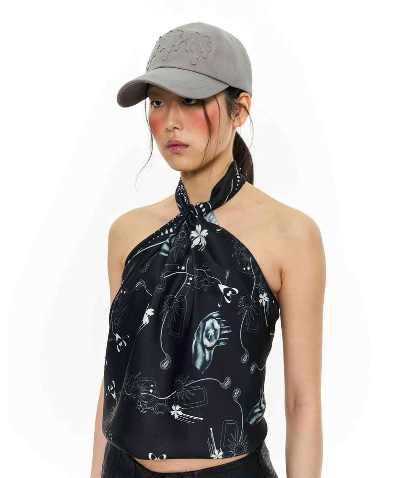 Dripping Patch Ball Cap _ Grey