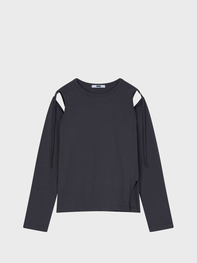 Hole Sleeve Top_Charcoal