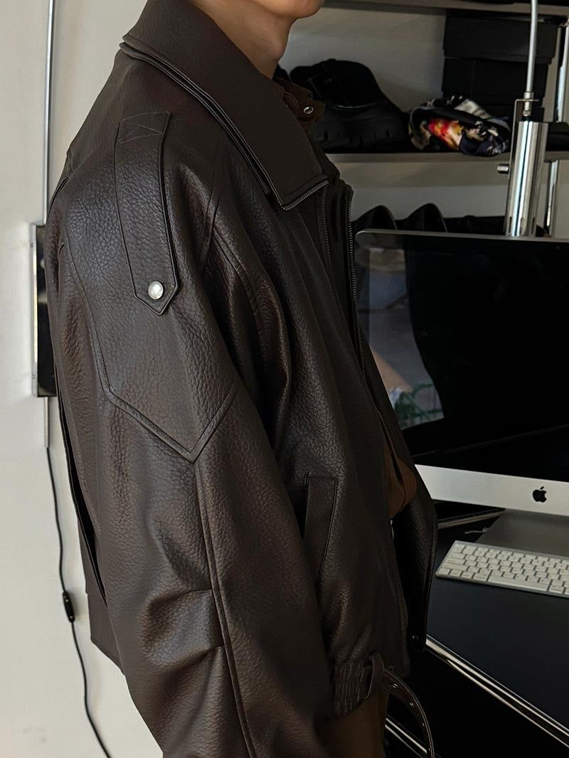 ASCLO Saint Double Collar Leather Jacket (2color)