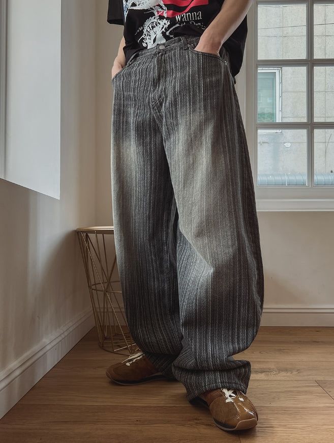 Smoke Washed Stripe Denim Pants