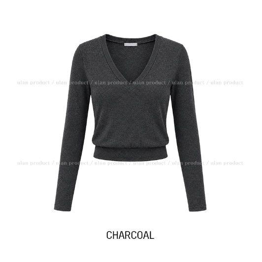 Pint Crop V-Neck Slim Long Sleeve